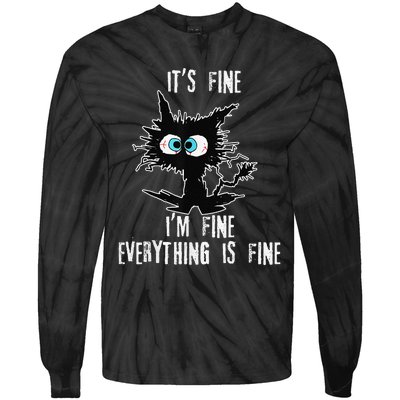 It's Fine I'm Fine Everything Is Fine Funny cat fathers day Tie-Dye Long Sleeve Shirt