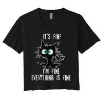 It's Fine I'm Fine Everything Is Fine Funny cat fathers day Women's Crop Top Tee