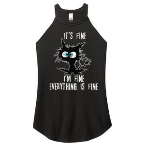 It's Fine I'm Fine Everything Is Fine Funny cat fathers day Women's Perfect Tri Rocker Tank