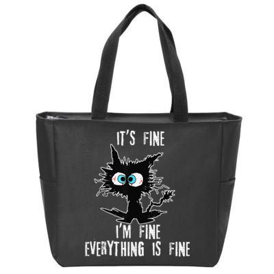 It's Fine I'm Fine Everything Is Fine Funny cat fathers day Zip Tote Bag