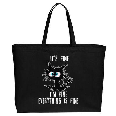 It's Fine I'm Fine Everything Is Fine Funny cat fathers day Cotton Canvas Jumbo Tote