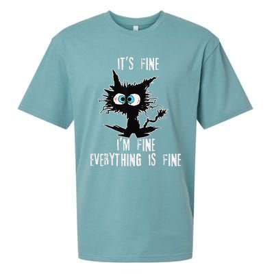 It's Fine I'm Fine Everything Is Fine Funny cat fathers day Sueded Cloud Jersey T-Shirt