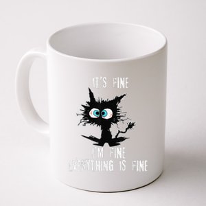 It's Fine I'm Fine Everything Is Fine Funny cat fathers day Coffee Mug