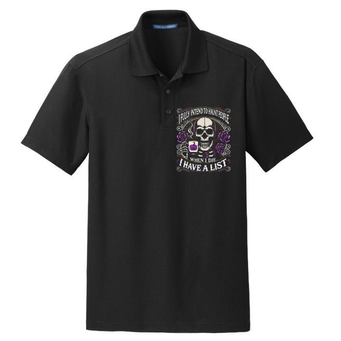 I Fully Intend To Haunt People When I Die Skeleton Halloween Dry Zone Grid Polo