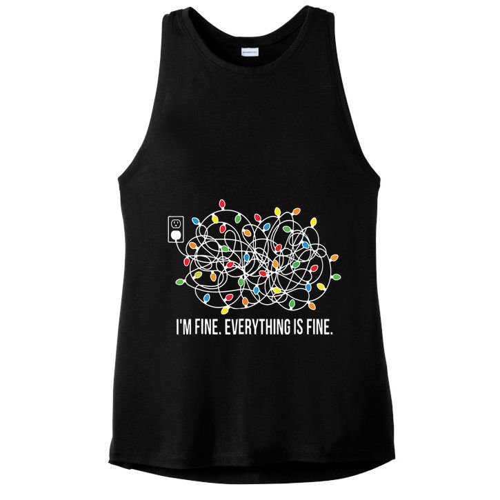 Its Fine Im Fine Everything Is Fine Funny Christmas Lights Ladies PosiCharge Tri-Blend Wicking Tank