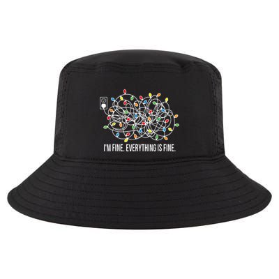 Its Fine Im Fine Everything Is Fine Funny Christmas Lights Cool Comfort Performance Bucket Hat