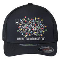 Its Fine Im Fine Everything Is Fine Funny Christmas Lights Flexfit Unipanel Trucker Cap