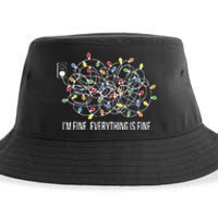 Its Fine Im Fine Everything Is Fine Funny Christmas Lights Sustainable Bucket Hat