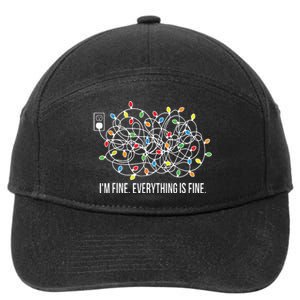 Its Fine Im Fine Everything Is Fine Funny Christmas Lights 7-Panel Snapback Hat