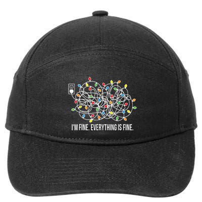 Its Fine Im Fine Everything Is Fine Funny Christmas Lights 7-Panel Snapback Hat