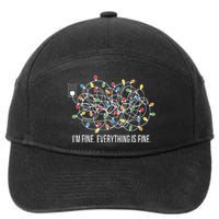 Its Fine Im Fine Everything Is Fine Funny Christmas Lights 7-Panel Snapback Hat