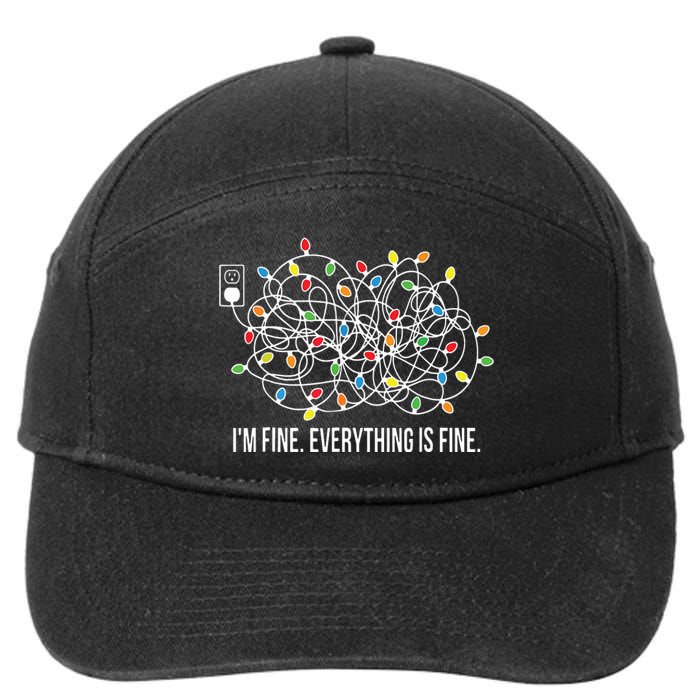 Its Fine Im Fine Everything Is Fine Funny Christmas Lights 7-Panel Snapback Hat