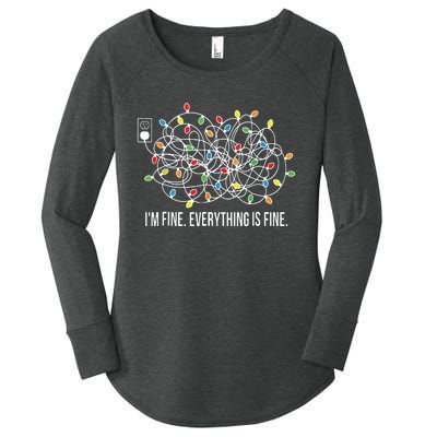 Its Fine Im Fine Everything Is Fine Funny Christmas Lights Women's Perfect Tri Tunic Long Sleeve Shirt