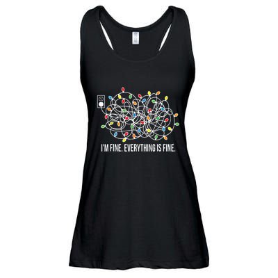 Its Fine Im Fine Everything Is Fine Funny Christmas Lights Ladies Essential Flowy Tank
