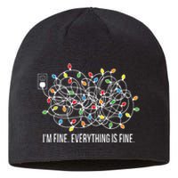 Its Fine Im Fine Everything Is Fine Funny Christmas Lights Sustainable Beanie