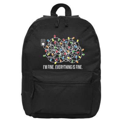 Its Fine Im Fine Everything Is Fine Funny Christmas Lights 16 in Basic Backpack