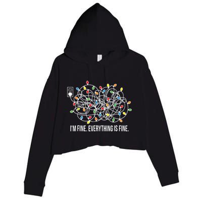 Its Fine Im Fine Everything Is Fine Funny Christmas Lights Crop Fleece Hoodie