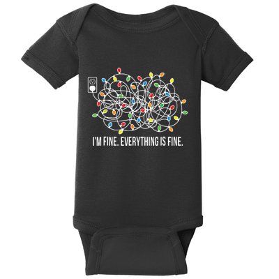 Its Fine Im Fine Everything Is Fine Funny Christmas Lights Baby Bodysuit