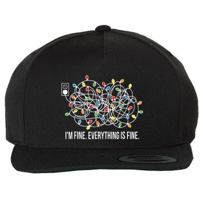 Its Fine Im Fine Everything Is Fine Funny Christmas Lights Wool Snapback Cap