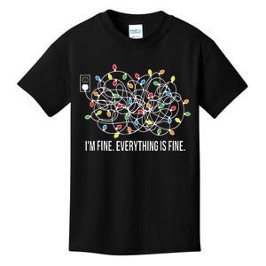 Its Fine Im Fine Everything Is Fine Funny Christmas Lights Kids T-Shirt