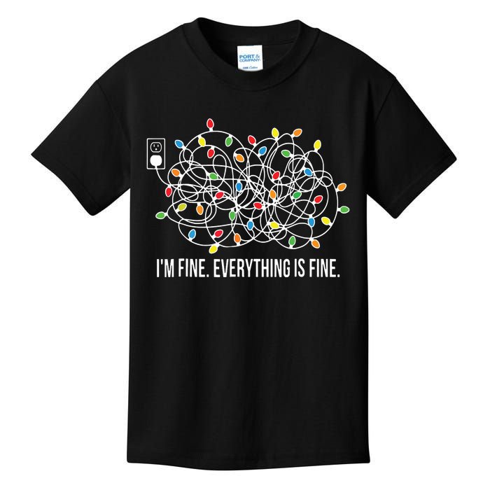 Its Fine Im Fine Everything Is Fine Funny Christmas Lights Kids T-Shirt