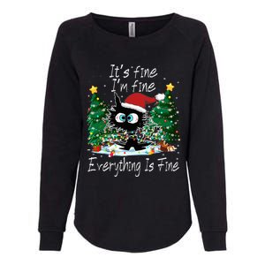 It's Fine I'm Fine Everything Is Fine Funny Cat Christmas Womens California Wash Sweatshirt