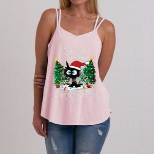 It's Fine I'm Fine Everything Is Fine Funny Cat Christmas Women's Strappy Tank