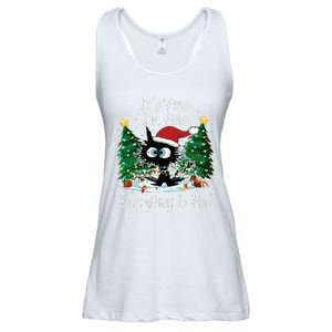 It's Fine I'm Fine Everything Is Fine Funny Cat Christmas Ladies Essential Flowy Tank