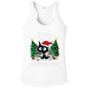 It's Fine I'm Fine Everything Is Fine Funny Cat Christmas Ladies PosiCharge Competitor Racerback Tank