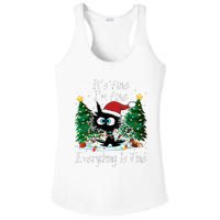 It's Fine I'm Fine Everything Is Fine Funny Cat Christmas Ladies PosiCharge Competitor Racerback Tank