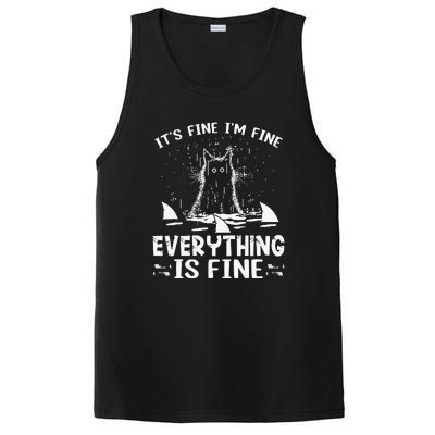 It's Fine I'm Fine Everything Is Fine Funny Cat Fathers Day PosiCharge Competitor Tank