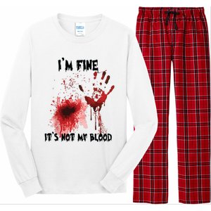 IM Fine ItS Not My Blood Bloody Halloween Long Sleeve Pajama Set