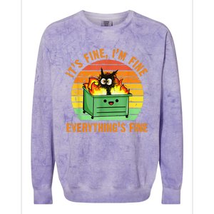 It's Fine I'm Fine Everything Is Fine Retro Dumpster Fire Colorblast Crewneck Sweatshirt