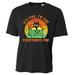 It's Fine I'm Fine Everything Is Fine Retro Dumpster Fire Cooling Performance Crew T-Shirt