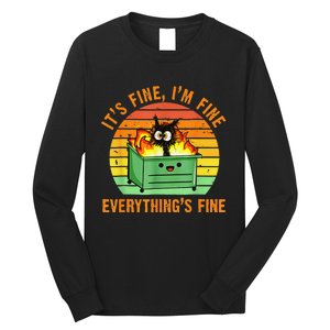 It's Fine I'm Fine Everything Is Fine Retro Dumpster Fire Long Sleeve Shirt