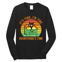 It's Fine I'm Fine Everything Is Fine Retro Dumpster Fire Long Sleeve Shirt