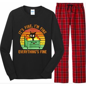 It's Fine I'm Fine Everything Is Fine Retro Dumpster Fire Long Sleeve Pajama Set