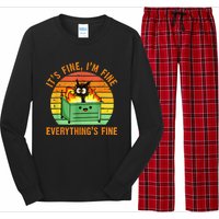 It's Fine I'm Fine Everything Is Fine Retro Dumpster Fire Long Sleeve Pajama Set