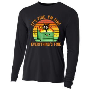 It's Fine I'm Fine Everything Is Fine Retro Dumpster Fire Cooling Performance Long Sleeve Crew