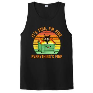 It's Fine I'm Fine Everything Is Fine Retro Dumpster Fire PosiCharge Competitor Tank