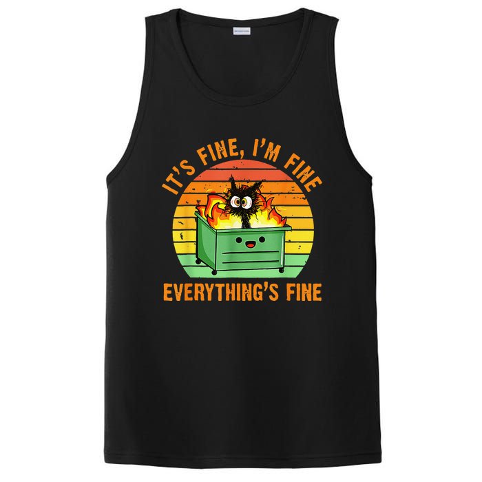 It's Fine I'm Fine Everything Is Fine Retro Dumpster Fire PosiCharge Competitor Tank