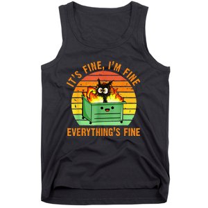 It's Fine I'm Fine Everything Is Fine Retro Dumpster Fire Tank Top