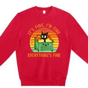 It's Fine I'm Fine Everything Is Fine Retro Dumpster Fire Premium Crewneck Sweatshirt