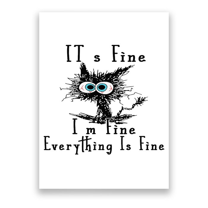 It's Fine I'm Fine Everything Is Fine Funny cat Poster