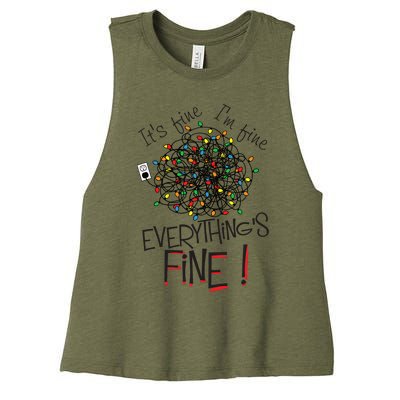 ItS Fine IM Fine Everything Is Fine! Funny Christmas Women's Racerback Cropped Tank