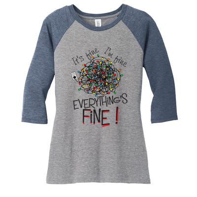 ItS Fine IM Fine Everything Is Fine! Funny Christmas Women's Tri-Blend 3/4-Sleeve Raglan Shirt