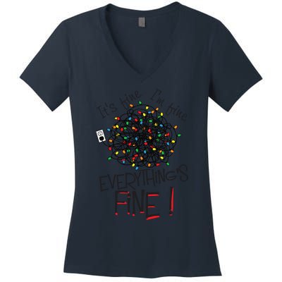 ItS Fine IM Fine Everything Is Fine! Funny Christmas Women's V-Neck T-Shirt