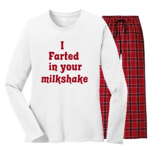 I Farted In Your Milkshake Women's Long Sleeve Flannel Pajama Set 