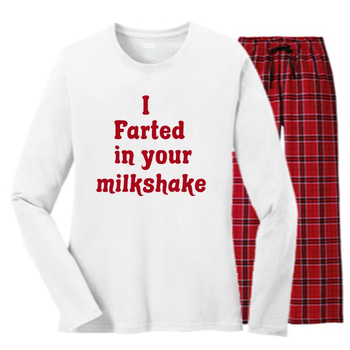 I Farted In Your Milkshake Women's Long Sleeve Flannel Pajama Set 