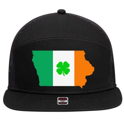 Irish Flag Iowa State Map St Patrick's Day 7 Panel Mesh Trucker Snapback Hat